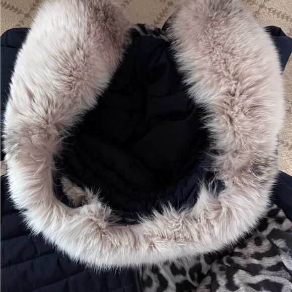 Gorski Navy Blue Apres Ski Parka with hood w fur trim US 10 - Picture 16 of 16